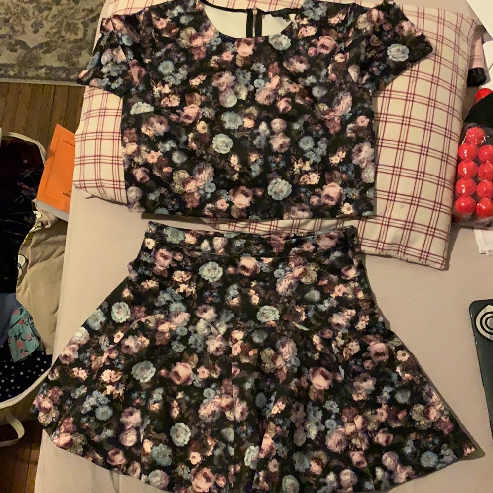 Jealous Tomato Floral Skirt and Crop Top Set